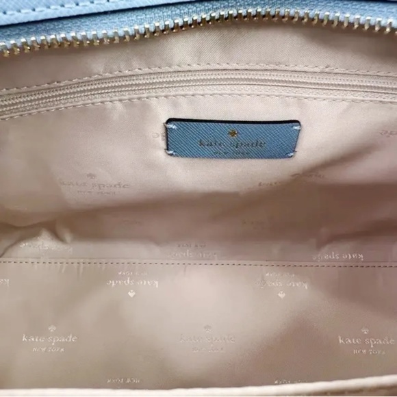 Kate Spade Madison Floral Embroidered Medium Satchel Polished Blue + Wallet - Picture 5 of 8